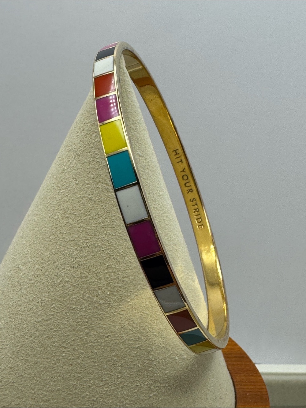 kate spade Multicolor Enamel Square-Panel Gold Bangle Bracelet